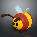 Cute Chubby Cartoon Bee With Red And Yellow Stripes White Wings And Antenna