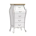 Elegant White Chest of Drawers With Carved Details Gold Handles And Curved Legs