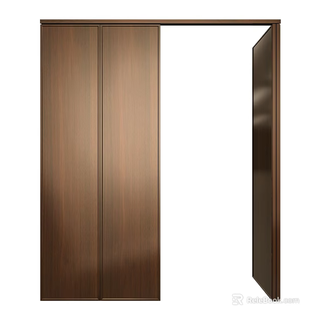 Modern Wooden Folding Door With Natural Wood Grain For Interior Space Partition 3d model 