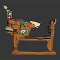 Craftsman Wooden Workbench With Various Tools Red Cloth Papers And Measuring Tape