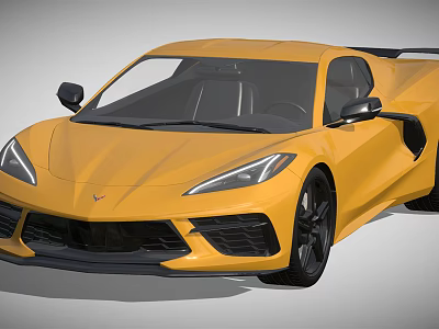 Yellow Sports Car With Sleek Exterior Sharp Headlights And Black Wheels 3d model