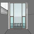 Floor to Ceiling Windows Interior With Urban City Skyline View And Bronze Frame