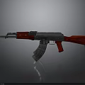 High Quality Red Silver Assault Rifle With Detailed Wooden Texture And Modern Design