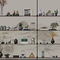 Modern Bookshelf Interior With Decorative Books Plants Vases And Ornaments