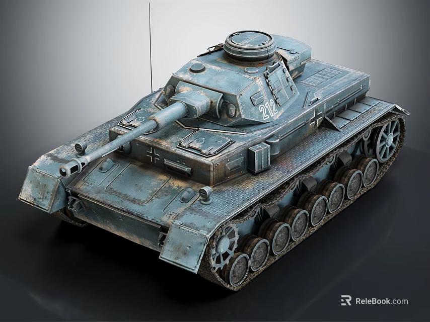 Vintage Military Tank With Armored Exterior Tracks Cannon And Turret Details 3d model 