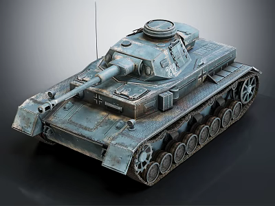 Vintage Military Tank With Armored Exterior Tracks Cannon And Turret Details 3d model