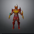 Muscular Man In Flame Themed Armor With Red And Orange Fiery Details