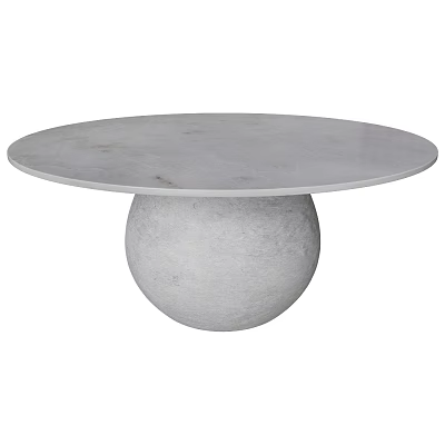 Modern Minimalist Round Dining Table Set With Light Marble Top And Spherical Base 3d model