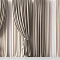 Elegant Beige Linen Curtains With Soft Pleated Design And Decorative Tiebacks