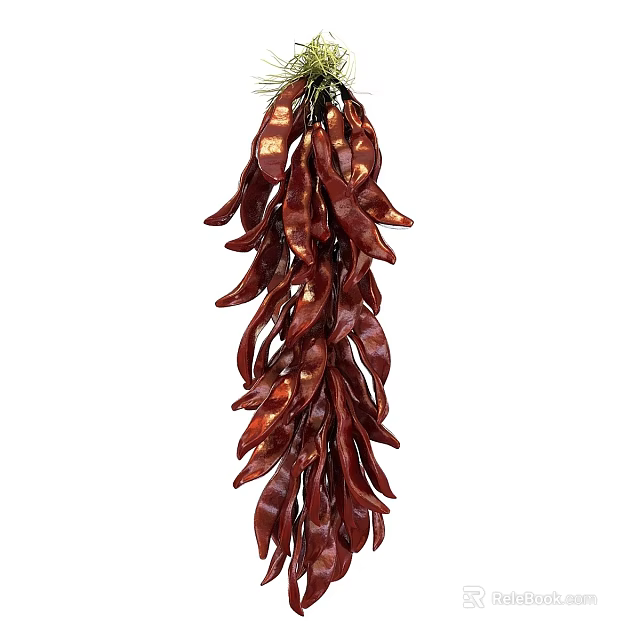 Hanging Dried Red Chili Peppers Bunch With Vibrant Color For Culinary Use 3d model 