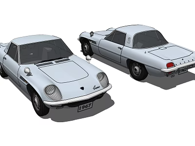 Vintage White Sports Cars With Classic Design And Sleek Body From 1965 3d model