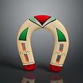 Colorful U Shaped Decorative Household Item With Red Green Beige Geometric Patterns