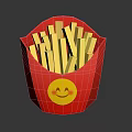 Crispy French Fries in Red Box With Yellow Smiley Face Design