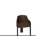 Modern Leisure Chair With Brown Leather Seat And Black Wood Grain Frame
