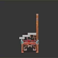 Pixel Art Single Chair With Orange Red Frame Decorative Backrest And White Armrests