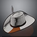 White Hat Design With Brown Trim Feather Accent And Classic Style