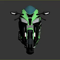 Sleek Green And Black Sport Motorcycle With Modern Streamlined Design And Windshield