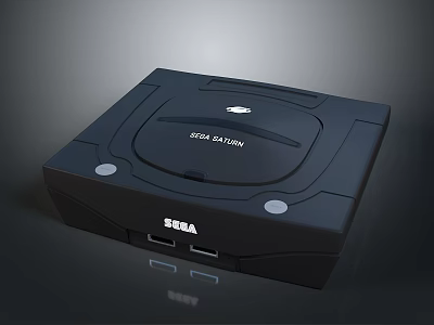 Sega Saturn Retro Gaming Console With Black Exterior Design Classic Logo And Front Buttons 3d model