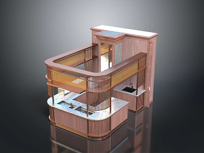 Modern Wooden Multi tiered Display Cabinet For Lifestyle Products With Glass Shelves 3d model