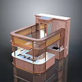 Modern Wooden Multi tiered Display Cabinet For Lifestyle Products With Glass Shelves