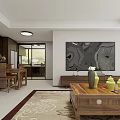 Modern Open Dining Living Room Interior Design With Wooden Cabinets Dining Table And Chairs