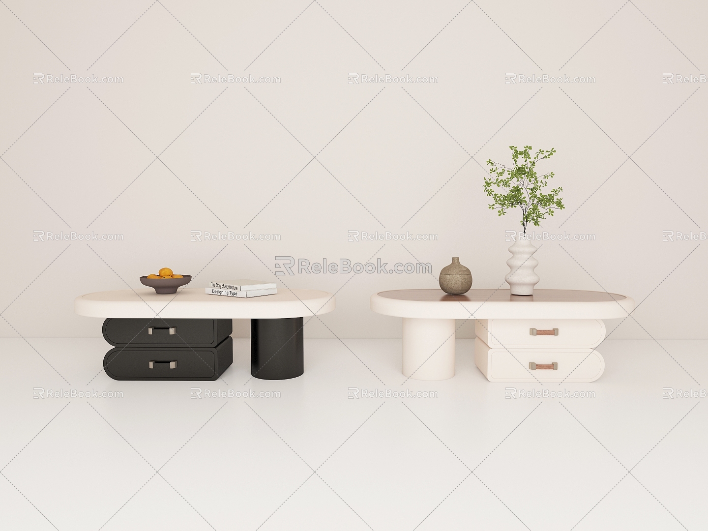 Modern Simple Cream Style Coffee Table 3d model