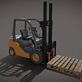 CAT Orange And Gray Forklift With Pallet Fork And Cab Design 3d model