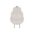 Modern Minimalist Table Lamp Three Tiered Round Paper Shade With Striped Texture And Black Stand