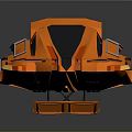 Futuristic Orange Space Craft With Sleek Aerodynamic Design And Thruster Structural Details