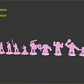 Detailed Character And Creature Miniature Figures With Various Weapons On Black Background And White Bases