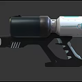 Futuristic Sci Fi Energy Weapon Featuring Metallic Body Teal Accents And Grip