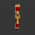 Red And Gold Cylindrical Mechanical Tools With Shiny Stands And Components