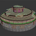 Circular Multi tiered Stone Architectural Structure With Arched Windows And Balconies 3d model