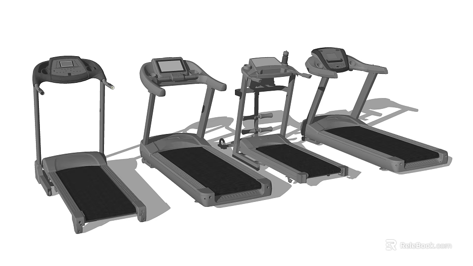 Sports Equipment Various Treadmill Models With Digital Screens For Home Gym Fitness 3d model 