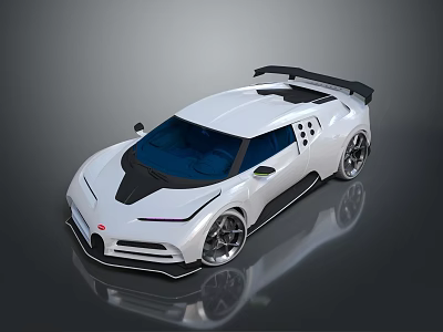 White Supercar With Sleek Design Black Rear Spoiler And Blue Windows 3d model