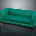 Luxury Green Velvet Multi Seater Sofa With Vertical Tufted Backrest And Gold Metal Legs