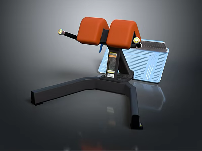 Professional Leg Exercise Machine With Orange Pads Black Frame And Blue Platform 3d model
