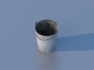 Old Metal Bucket With Handle For Daily Household Use And Storage 3d model