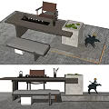 Modern Tea Table and Chair Tea Table Tea Table Combination 3d model