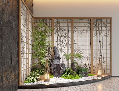 New Chinese Style Indoor Landscape Landscaping Landscape Setches Indoor Landscape Indoor Landscape Bryophytes Plant Pile 3d model