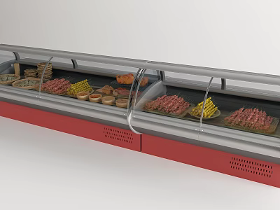 Commercial Display Freezer With Glass Door For Meat And Various Foods 3d model