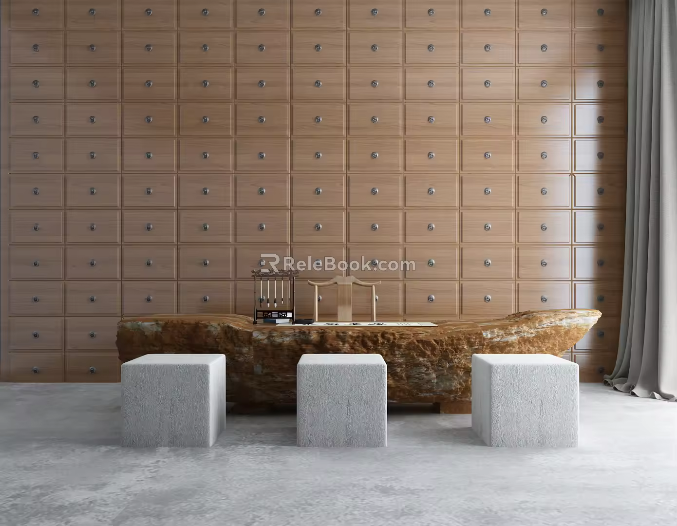 New Chinese Reception Desk Hall Bar Reception Desk 3d model