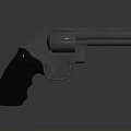Metallic Revolver Handgun With Gray Grip And Dark Background Reflection