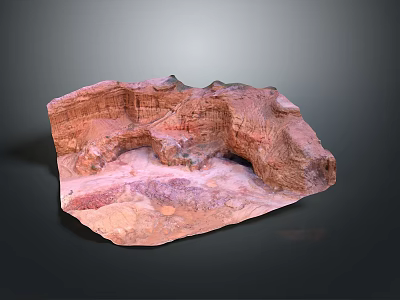 Red And Orange Rock Canyon Landscape With Layered Formations And Natural Caves 3d model