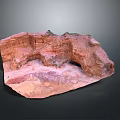 Red And Orange Rock Canyon Landscape With Layered Formations And Natural Caves