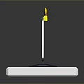 Red And White Striped Marker Pole With Yellow Top On White Base And Black Bottom