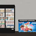 Large Vertical Refrigerated Display Case With Packaged Foods And Small Horizontal Ice Cream Freezer