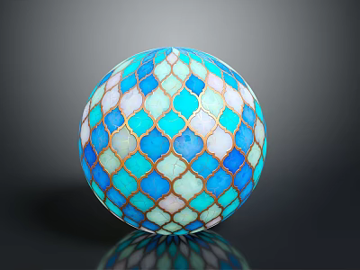 Blue White Gold Diamond Pattern Glossy Decorative Ornament For Home Decorative 3d model