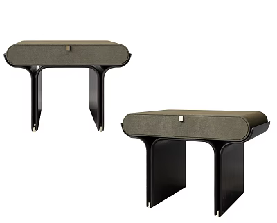 Pair of Modern Bedside Tables With Drawer And Sleek Dark Frame Design 3d model