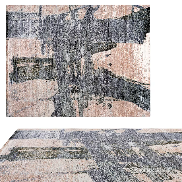 Abstract Pattern Square Rug With Gray And Pink Tones For Modern Home Decor 3d model 